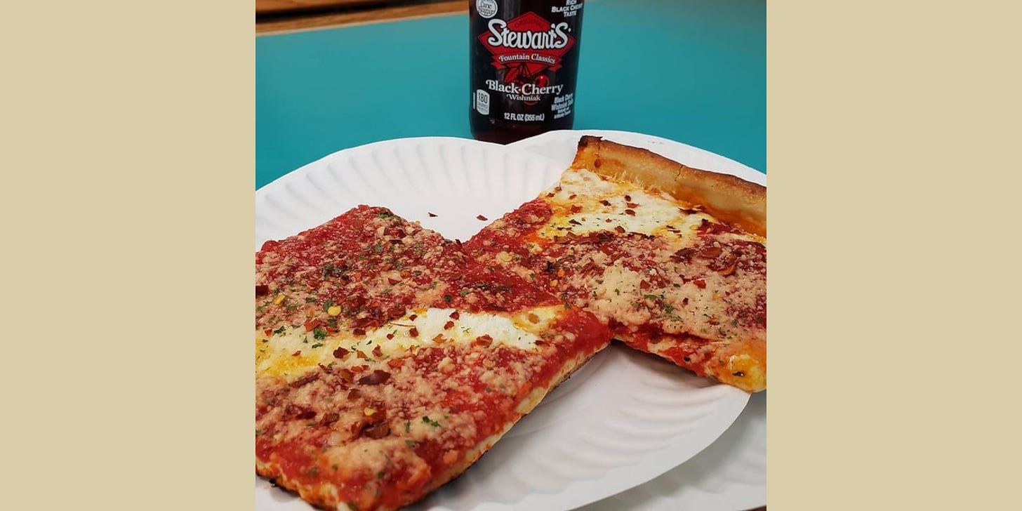 Classic New Jersey Grandma Pizza slices