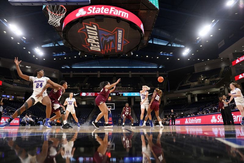 The DePaul Blue Demons play against the Texas Southern Lady Tigers on Nov. 9, 2021, at Wintrust Arena in Chicago.