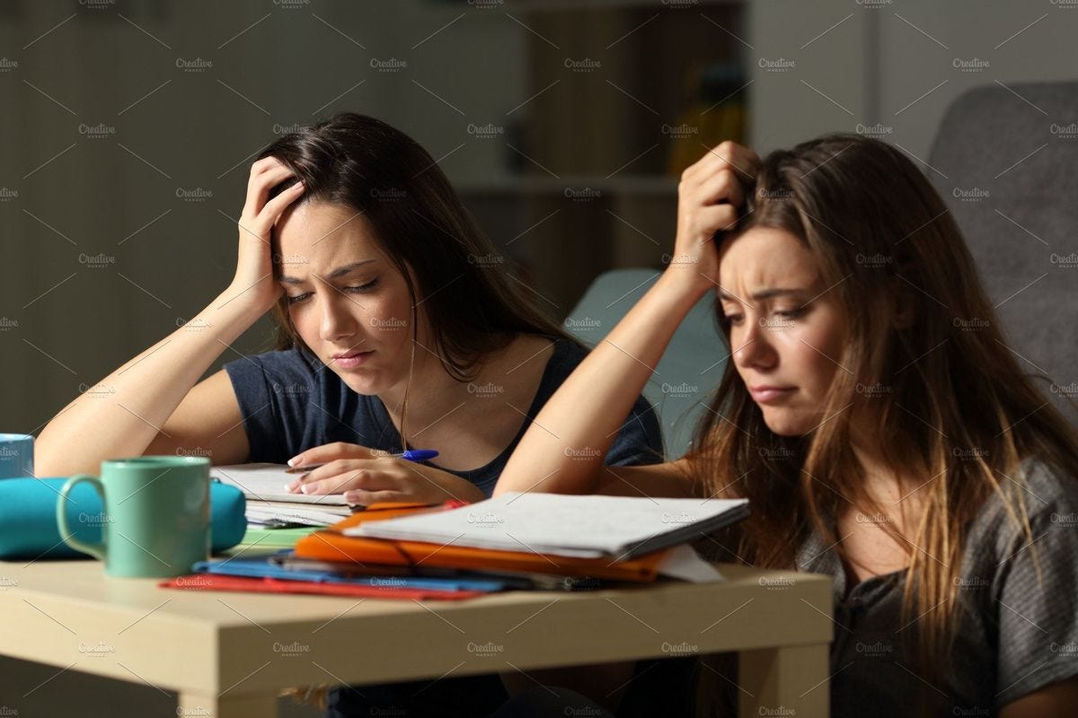 Frustrated students studying hard | Education Stock Photos ~ Creative Market