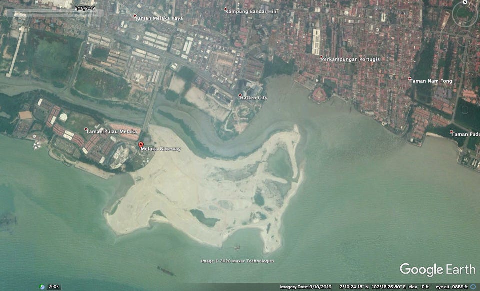 Google Earth screenshot of Melaka Gateway in September 2019. 