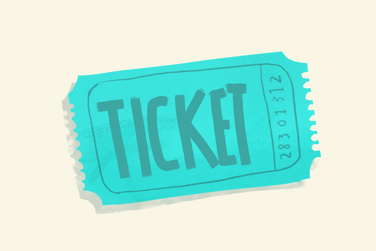 An illustration of a ticket by Adam Ming illustrator