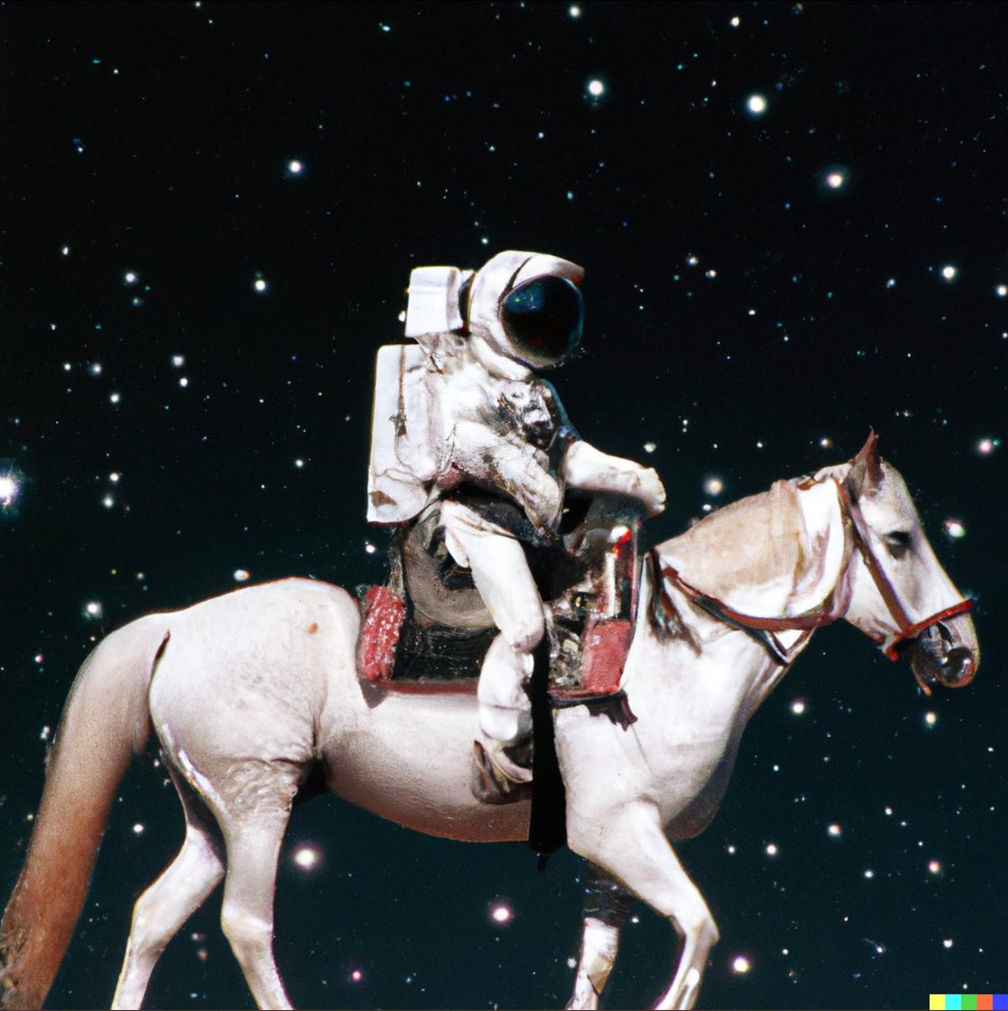 A photo of an astronaut riding a horse.
