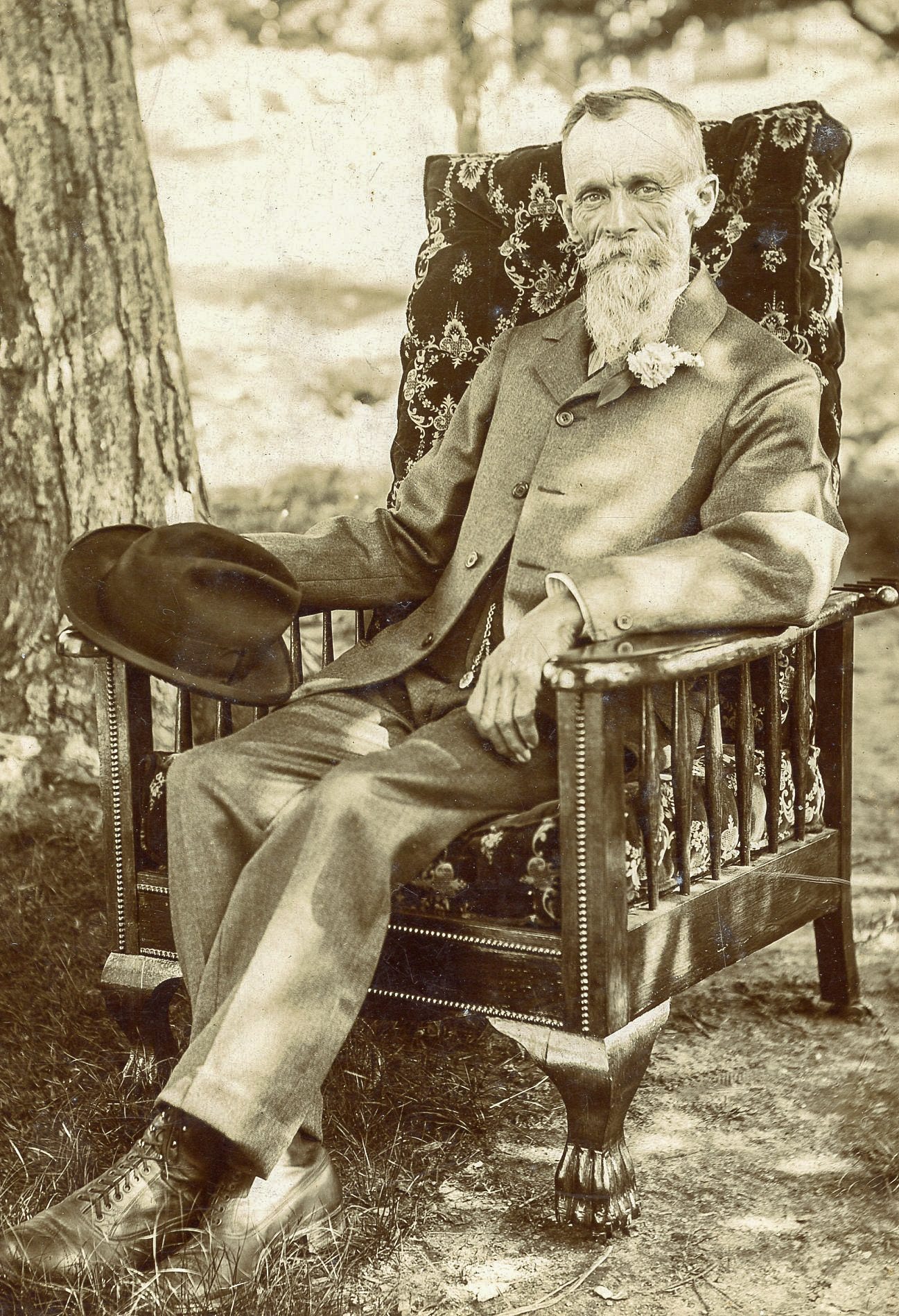 George Hardy seated outside
