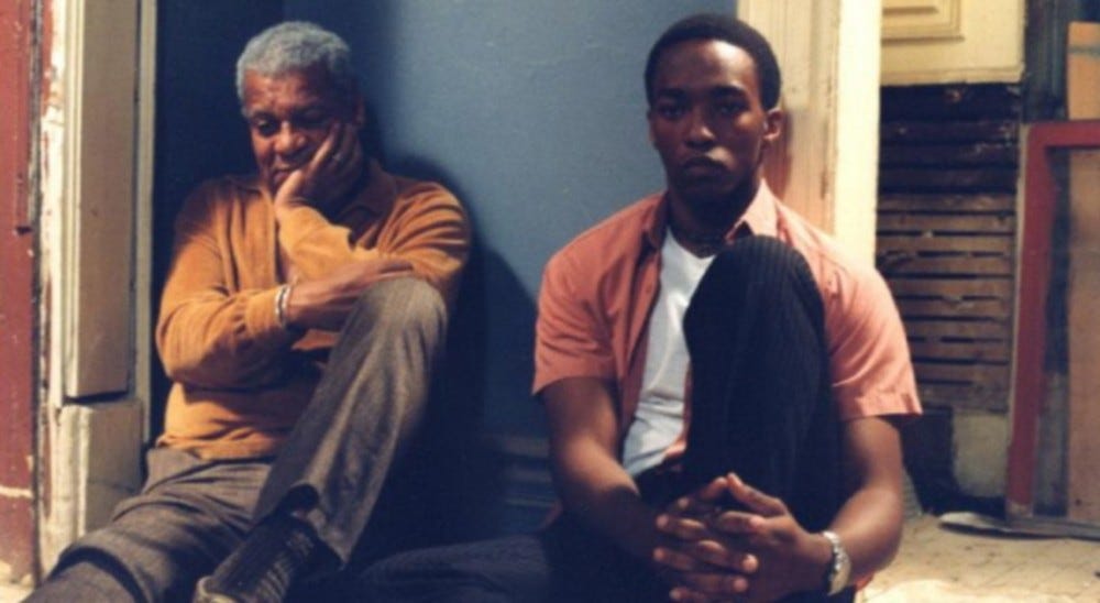Roger Robinson as Bruce and Anthony Mackie as Perry in Brother to Brother.