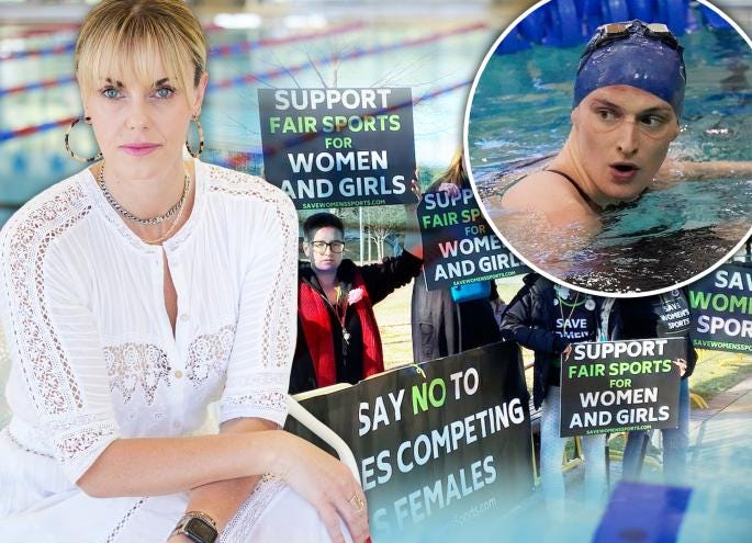 Former NCAA swimmer Jeri Shanteau (left) is one of a growing group of biologically female athletes, and their mothers, who are upset about transgender swimmer Lia Thomas competing.