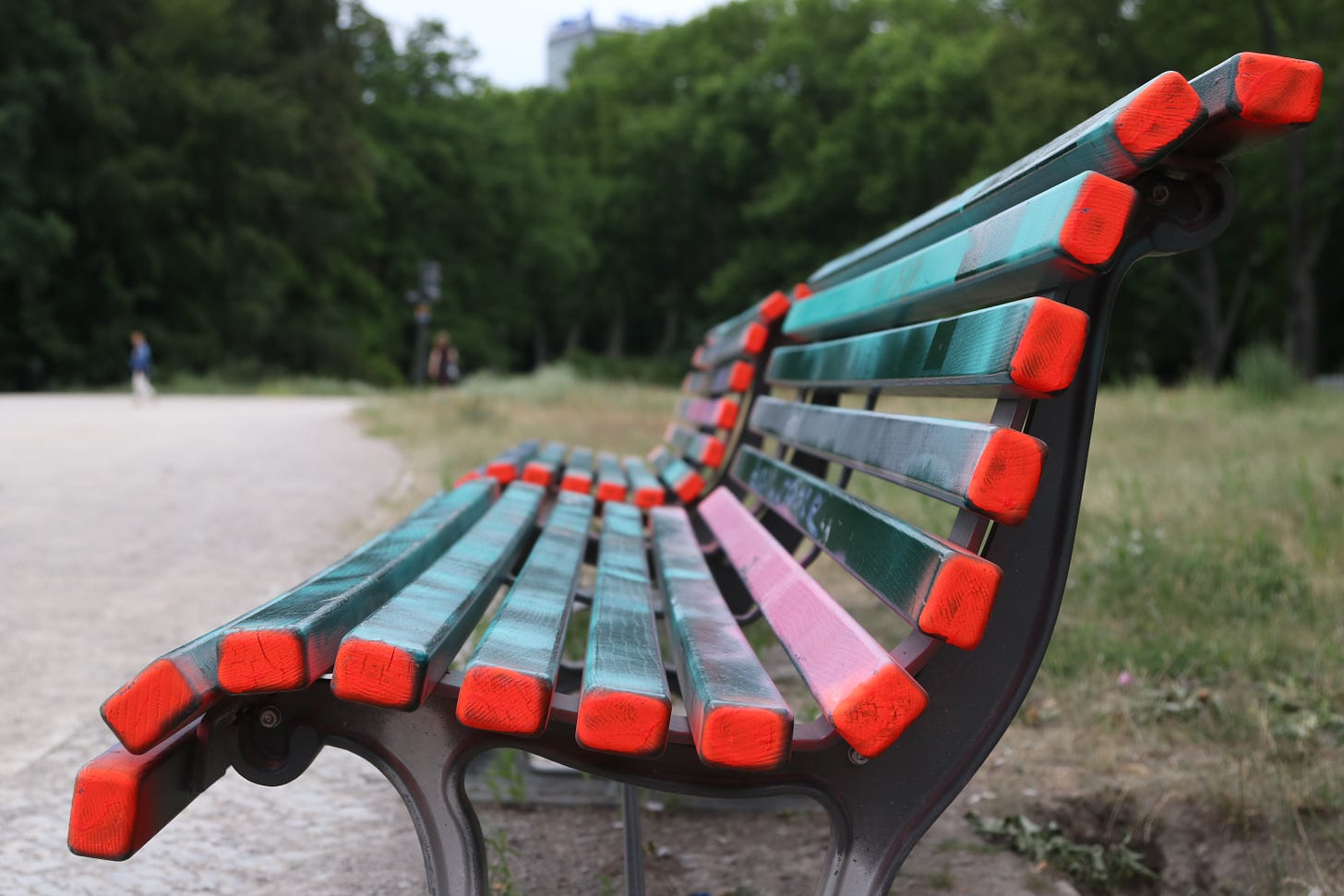Colorful park bench