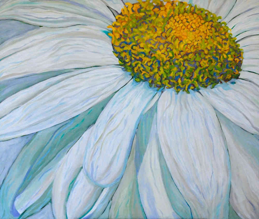 Acrylic painting of a daisy