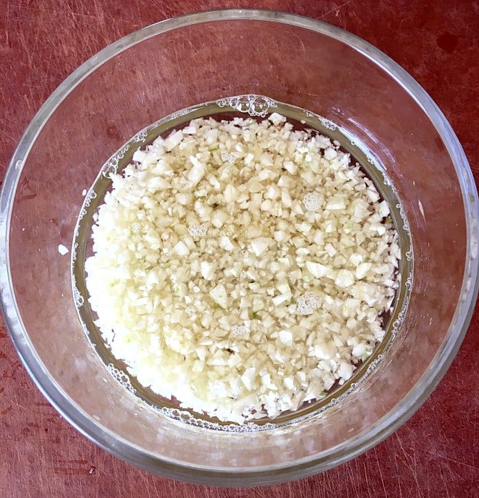 minced garlic in coconut oil