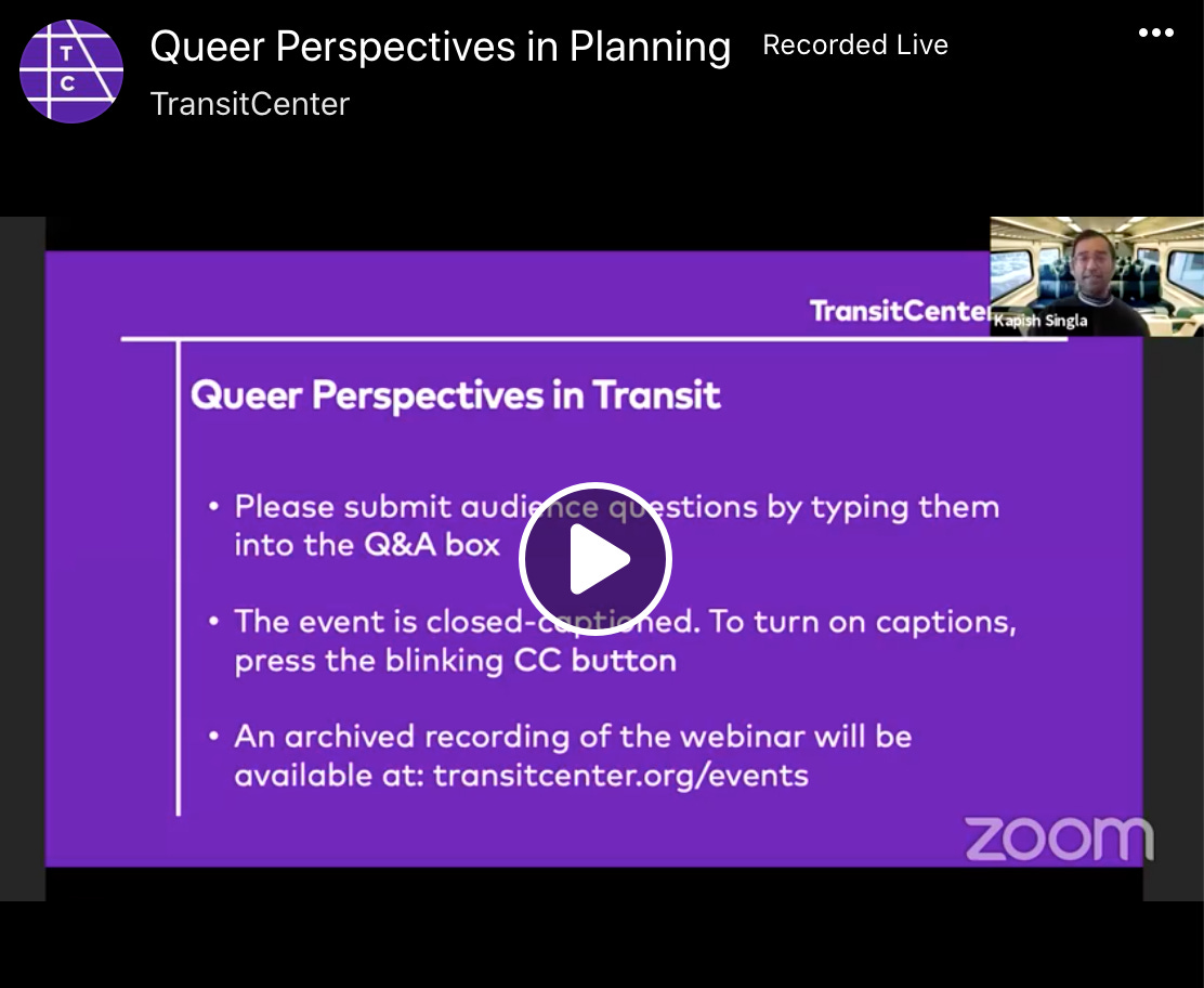 screenshot of a webinar called Queer Perspectives in Planning
