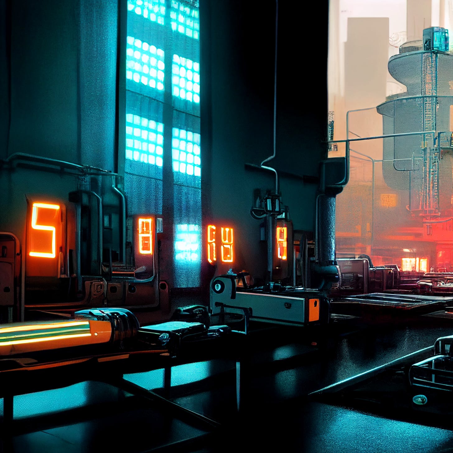 Futuristic factory representing production ramping up