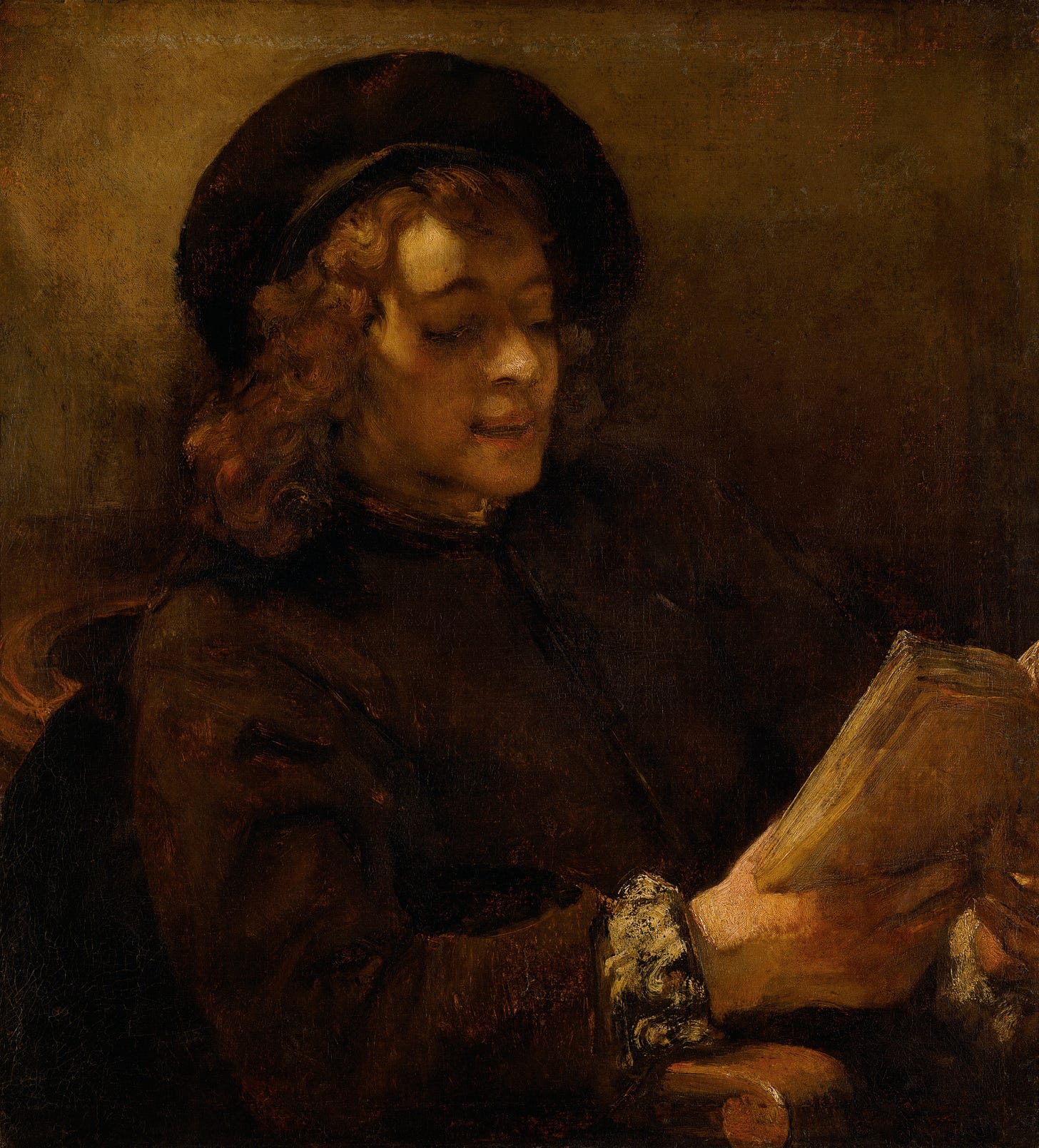 Titus van Rijn, the Artist’s Son, Reading by Rembrandt van Rijn