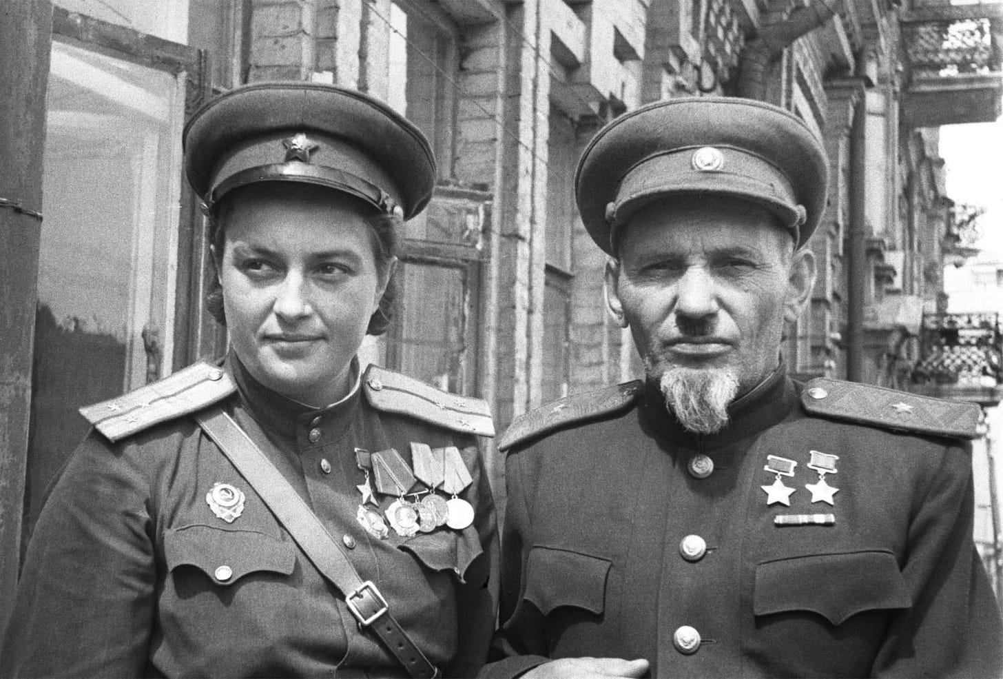 Pavlichenko with Soviet General Sidor Kovpak