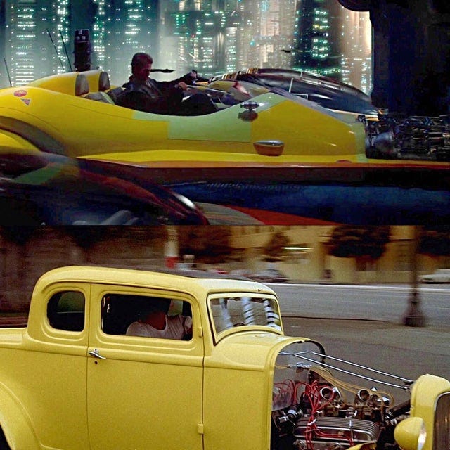 In Star Wars: Attack of the clones (2002), the yellow airspeeder that  Anakin and Obi-Wan use to pursue bounty hunter Zam Wesell is based on John  Milner&#39;s yellow deuce coupe from American