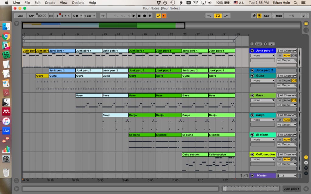 Four Notes in Ableton Arrange View