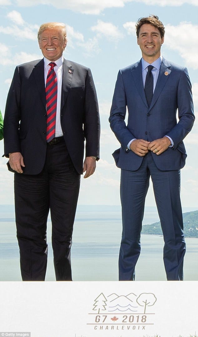 Justin Trudeau proves Trump overstating his own height by two inches- which  means he may be obese | Daily Mail Online