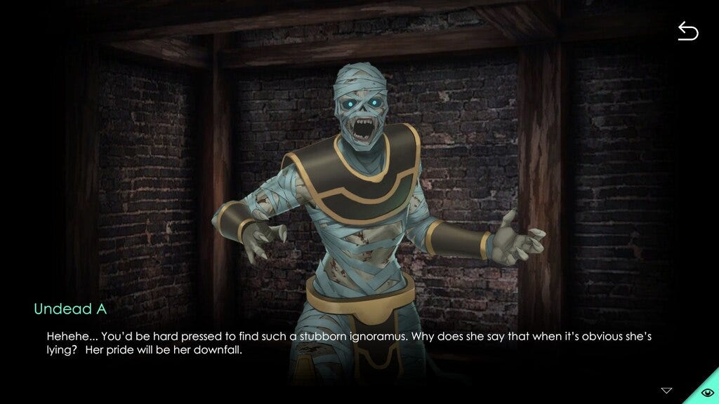 An undead taunts the protagonist