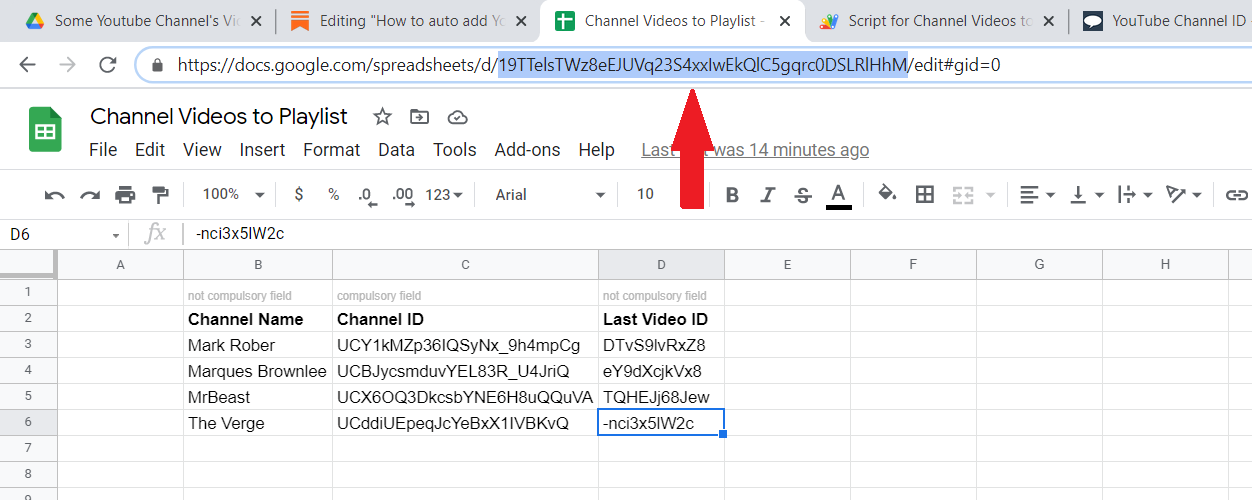 Indicating Google Spreadsheet ID