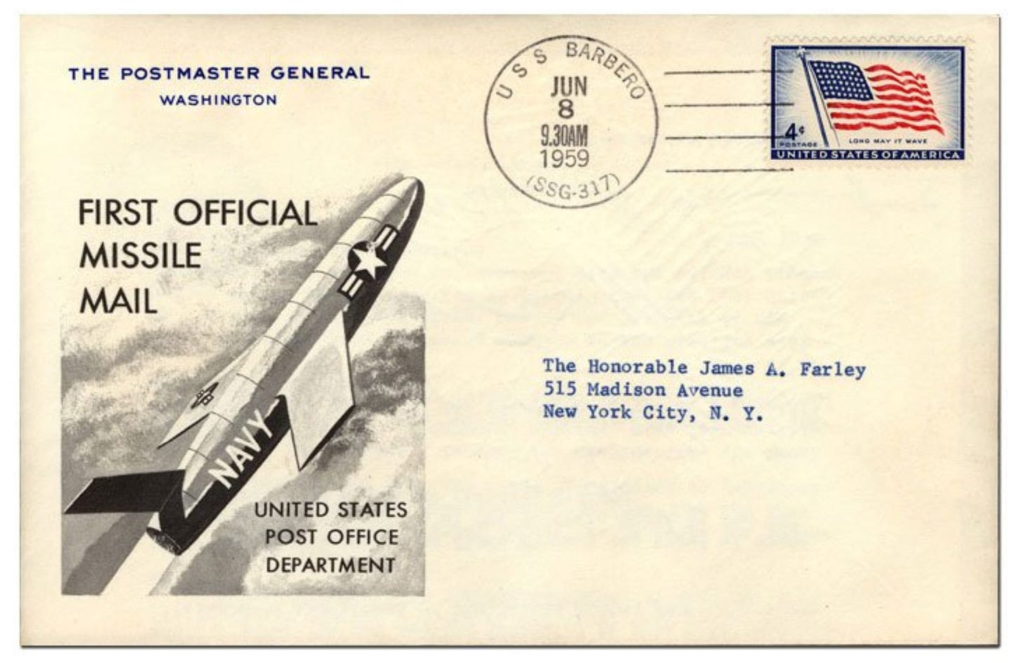 Screenshot of one of the envelopes mailed from USS Barbero.