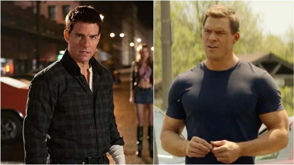 Tom Cruise and Alan Ritchson as Jack Reacher