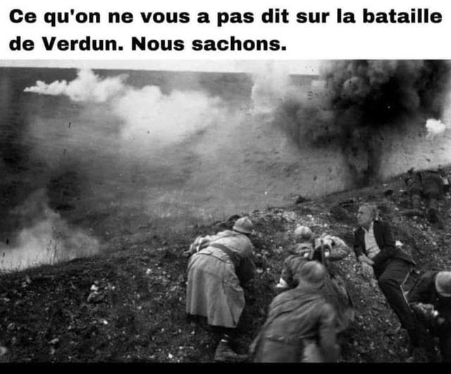 Peut être une image de 3 personnes, plein air et texte qui dit ’Ce qu'on ne vous a pas dit sur la bataille de Verdun. Nous sachons.’