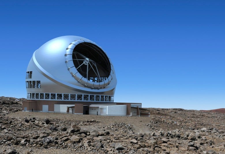 Artist rending of the TMT Observatory on the Maunakea site. Image courtesy of TMT International Observatory