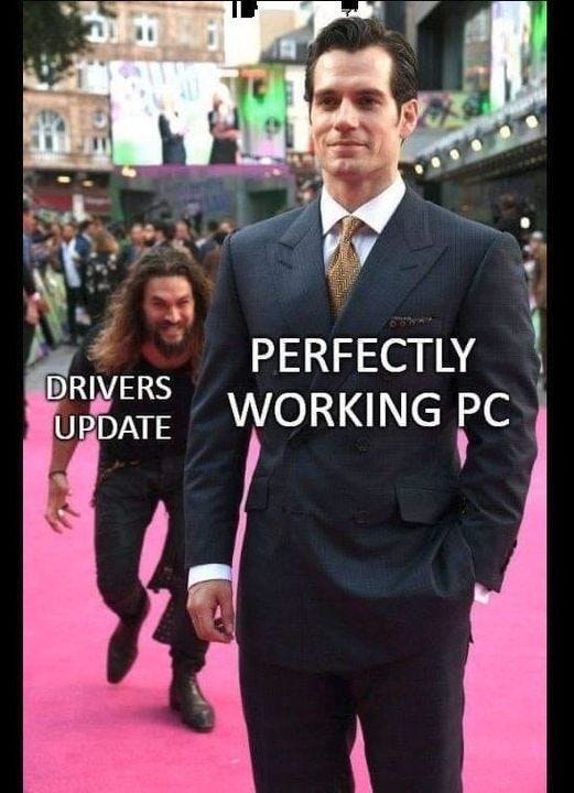 May be an image of 2 people and text that says 'DRIVERS UPDATE PERFECTLY WORKING PC'