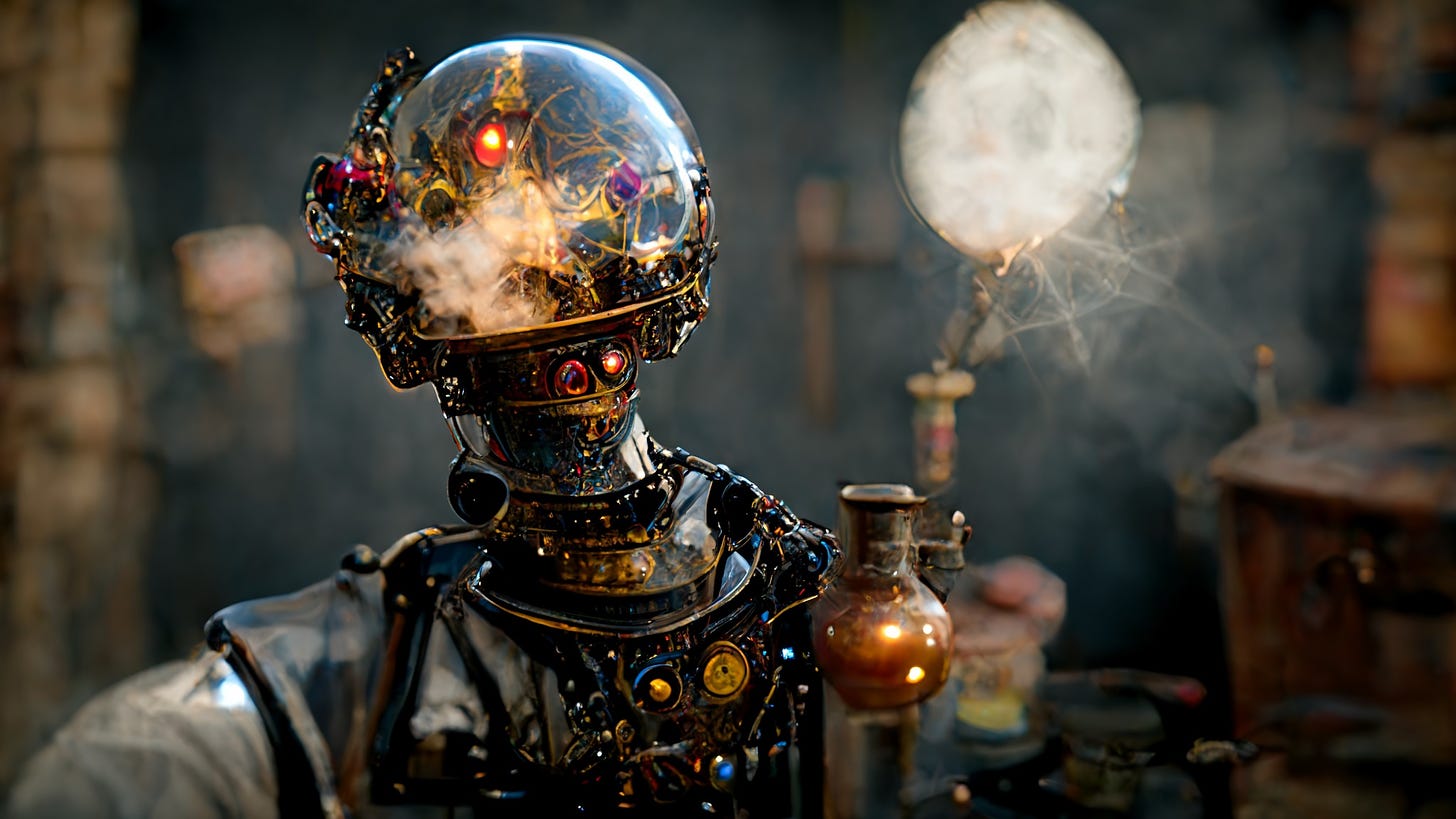 A stoned robot wizard making magic with technology...pretty much encapsulates both the subject matter and the tone of this post!