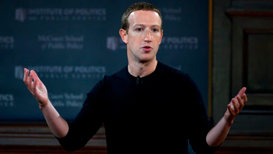 Meta Platforms CEO Mark Zuckerberg speaks at Georgetown University in Washington on Oct. 17, 2019.