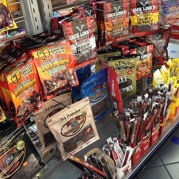 Holy smokes! It's beef jerky heaven at my local gas station! -  @hungrygirllisa- #webstagram | Tillamook, Beef jerky, Healthy bites