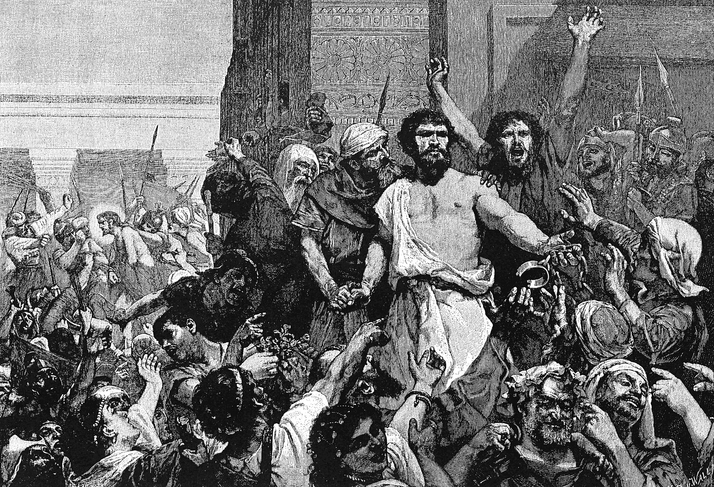 Image of Barabbas with the crowds