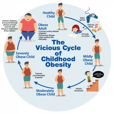 Chart implying that childhood obesity works on a negative feedback loop