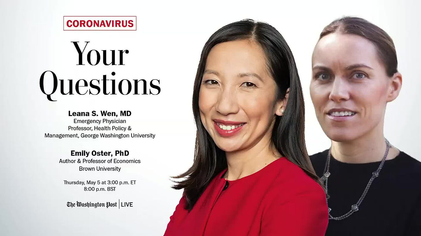 Coronavirus: Your Questions with Leana S. Wen, MD & Emily Oster, PhD - The  Washington Post