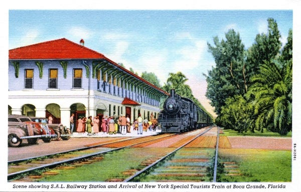 Old Train Station Postcard in Boca Grande Florida