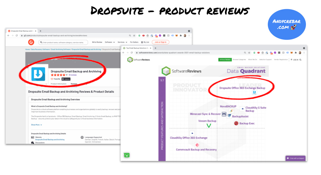 Dropsuite product reviews on g2crowd and software advice