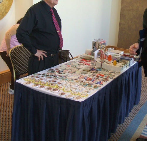 The button table, a political staple.