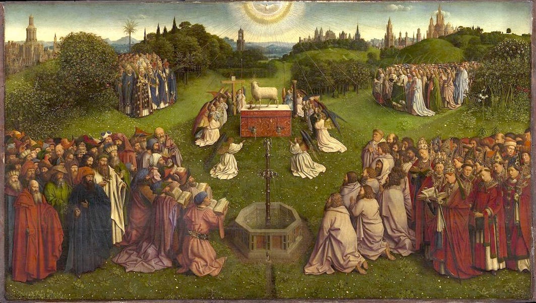 Image result for van eyck adoration of the lamb