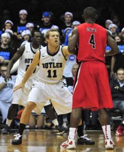 Aldridge at the defensive end - Courtesy of Butler University Sports Information