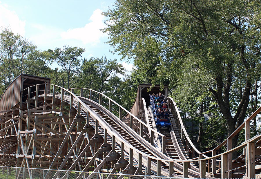 Wooden Warrior coaster at Quassy amusement park in Connecticut.