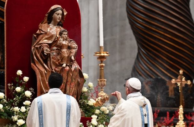 Pope Francis Statue of Mary