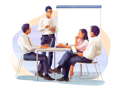 Business team meeting affinity people character texture vector illustration