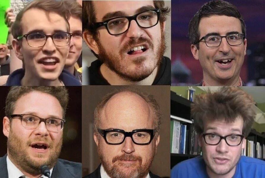 A collection of Nu-make soyjacks and their disturbing physiognomy