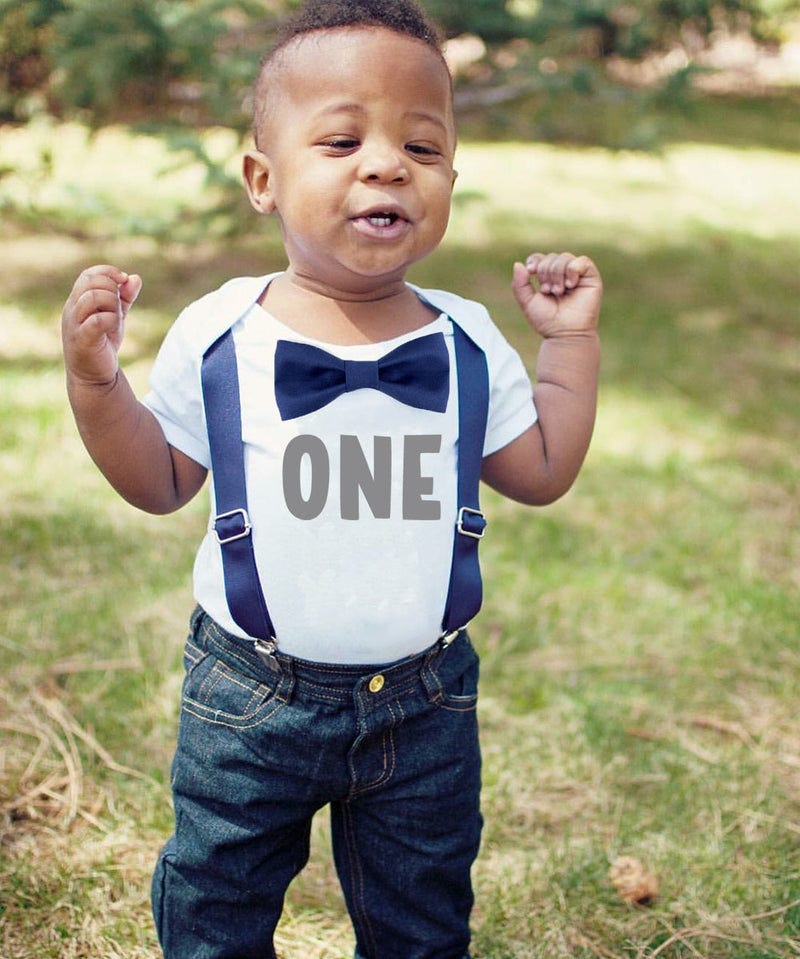 Navy and Gray First Birthday Outfit with Personalization Option – Nik and  Noah's Boytique