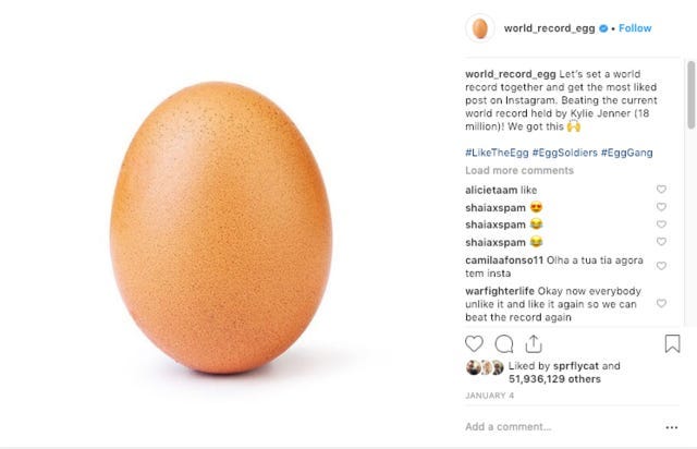 The Instagram Egg Vs. the Super Bowl