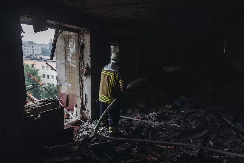 Consequences of the shelling of Bakhmut (Donetsk region), which is under attack from the Russian army. August 12. © Anadolu Agency via Getty Images