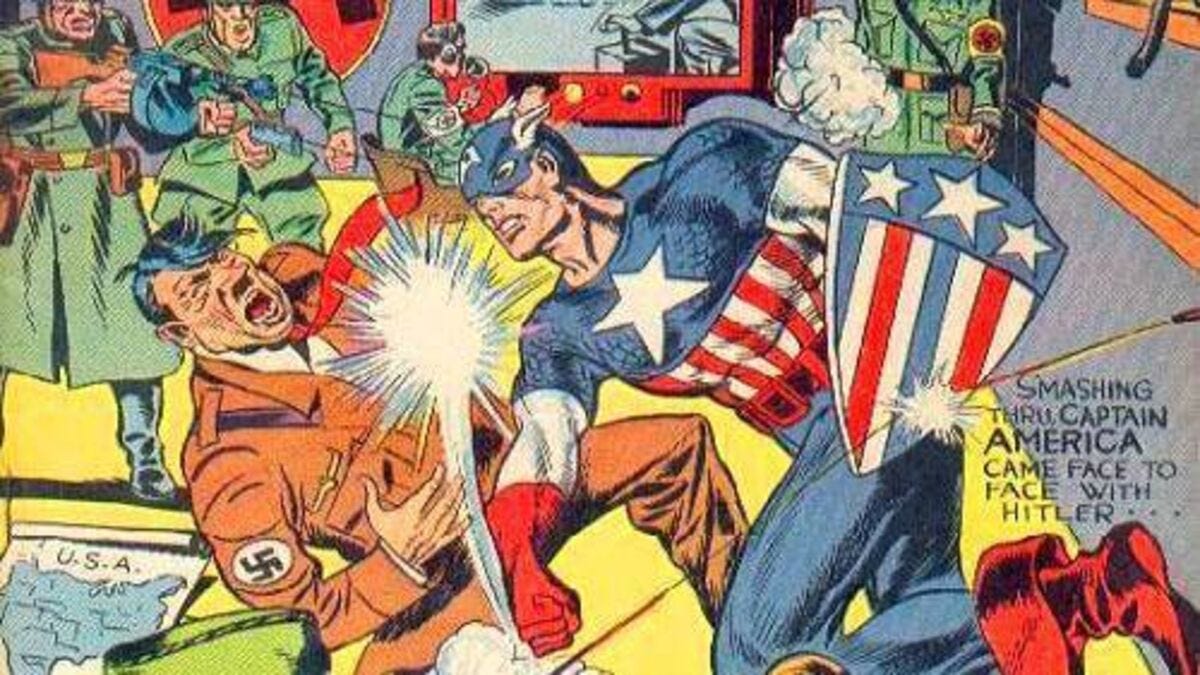 Captain America punching Hitler from 1941
