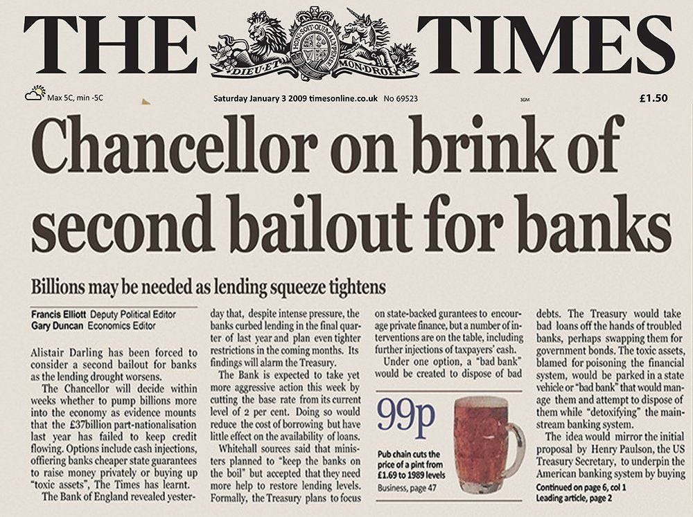Chancellor On Brink Of Second Bailout For Banks Bitcoin - Terkait Bank