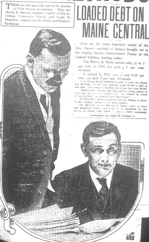 Picture of Louis D. Brandeis and David E. Brown from the April 23, 1913 issue of the Boston American.
