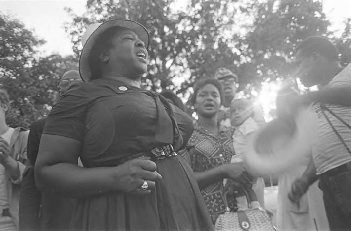 Fannie Lou Hamer singing to a group of people during the "March Against  Fear" through Mississippi, begun by James Meredith. - Jim Peppler Southern  Courier Photograph Collection - Alabama Department of Archives