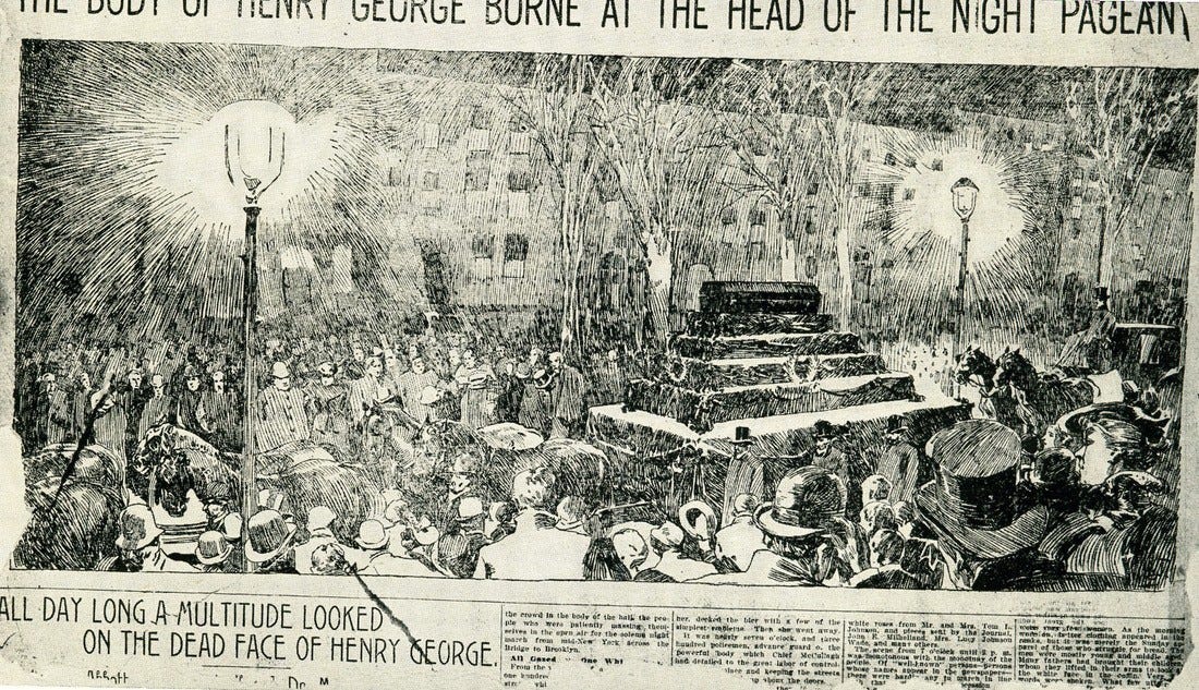 File:Artist depiction of funeral procession for Henry George.jpeg -  Wikimedia Commons