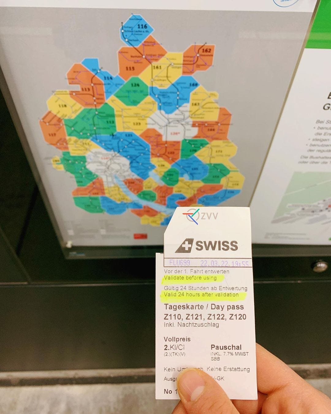 Train ticket in Zurich